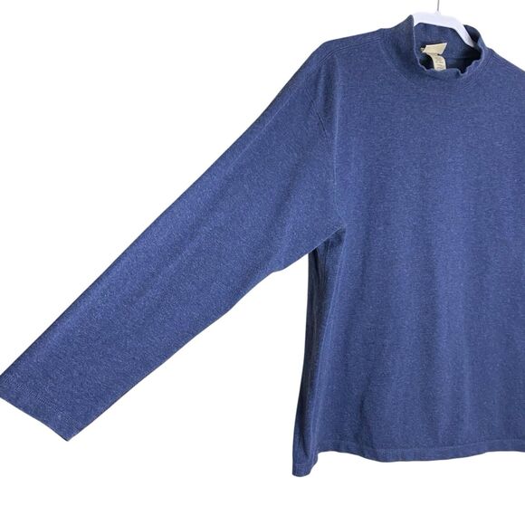 Vtg LL Bean Shirt Mens XL Blue Base Layer Wool Cotton Blend Mock Neck Pullover - Picture 5 of 9